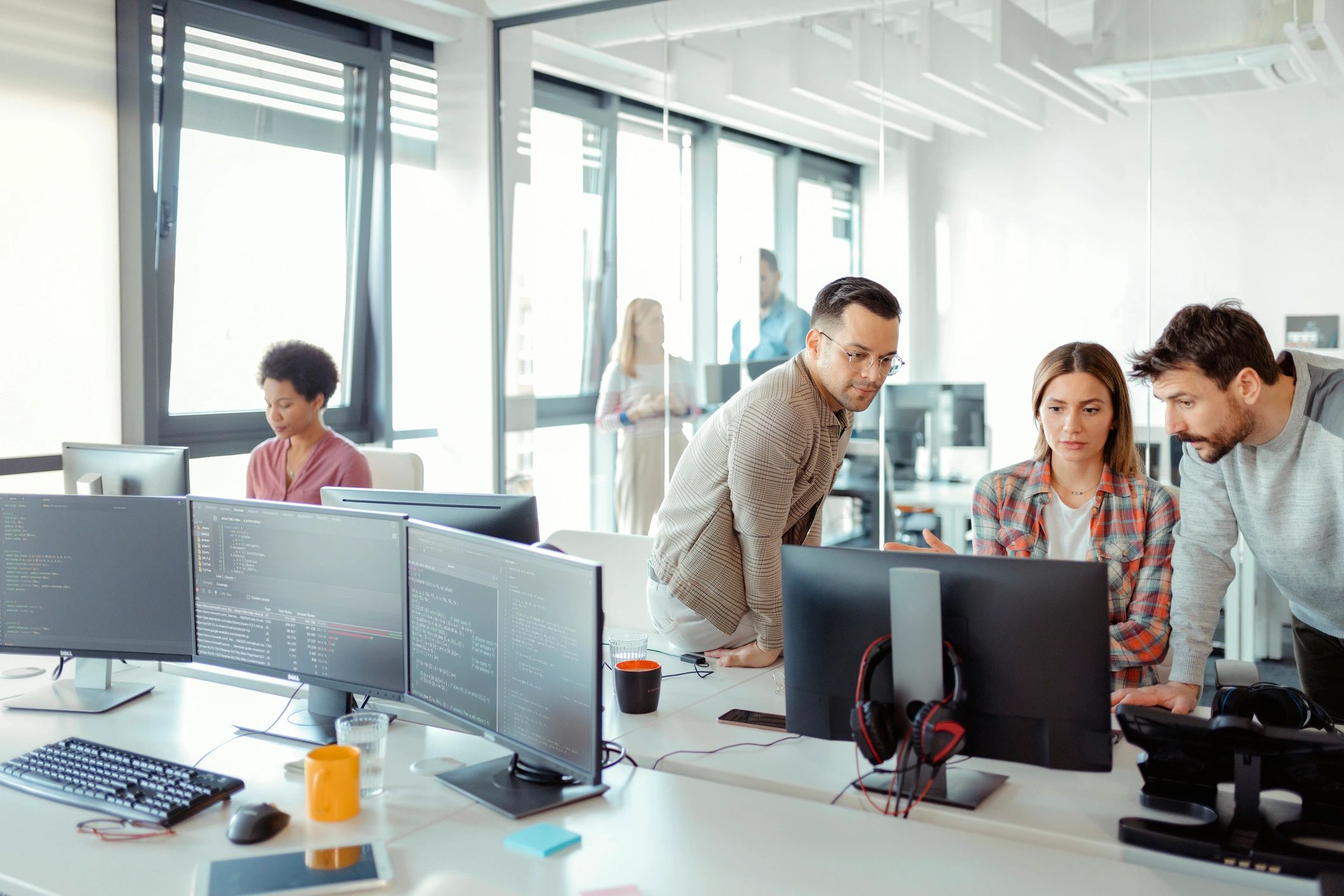 IT team collaborating in a startup office